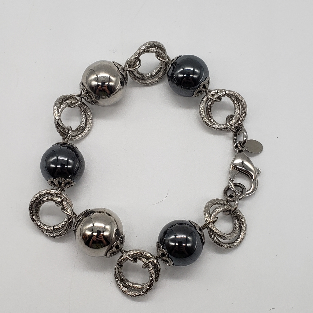 Simona Collini Hematite  Stainless Steel Bracelet